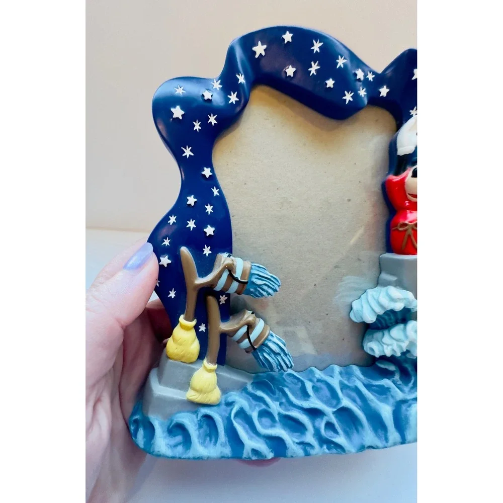Disney Sorcerer Mickey Mouse Fantasia Picture Frame Sculpted Resin 3D Vintage